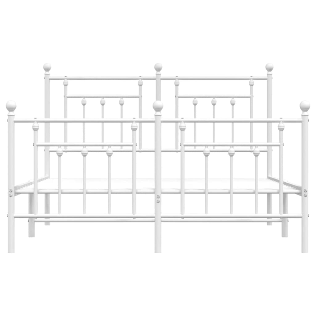 Metal Bed Frame without Mattress with Footboard White 59.1"x78.7"