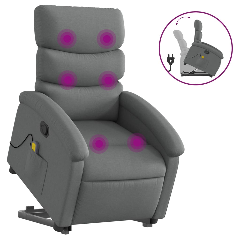 Stand up Massage Recliner Chair Dark Gray Fabric