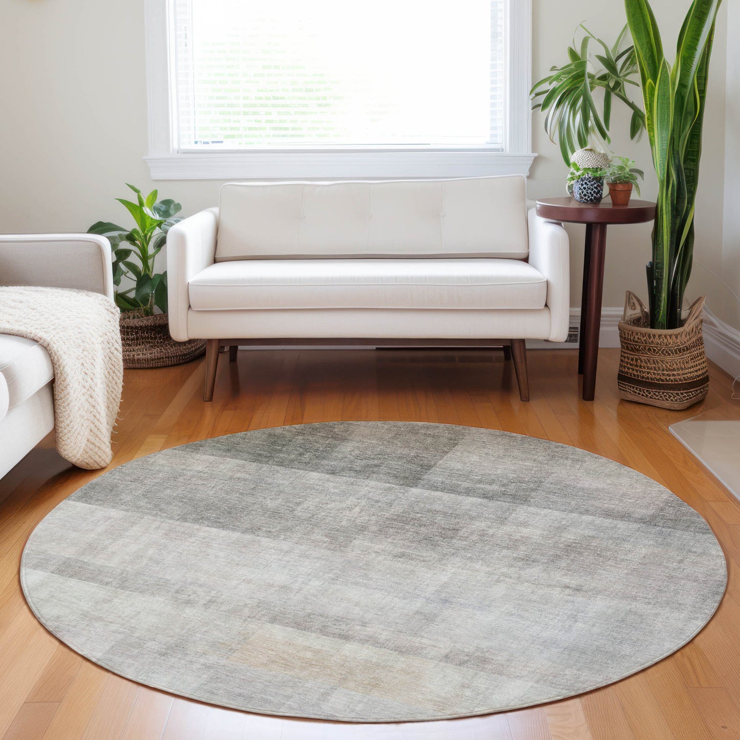 3' X 5' Taupe Ombre Washable Non Skid Indoor Outdoor Area Rug