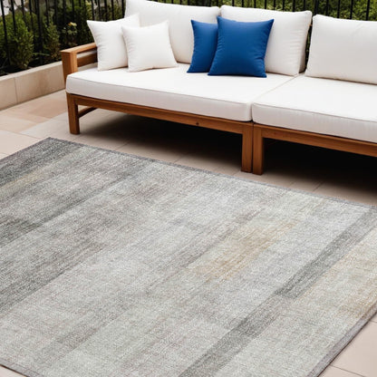 3' X 5' Taupe Ombre Washable Non Skid Indoor Outdoor Area Rug