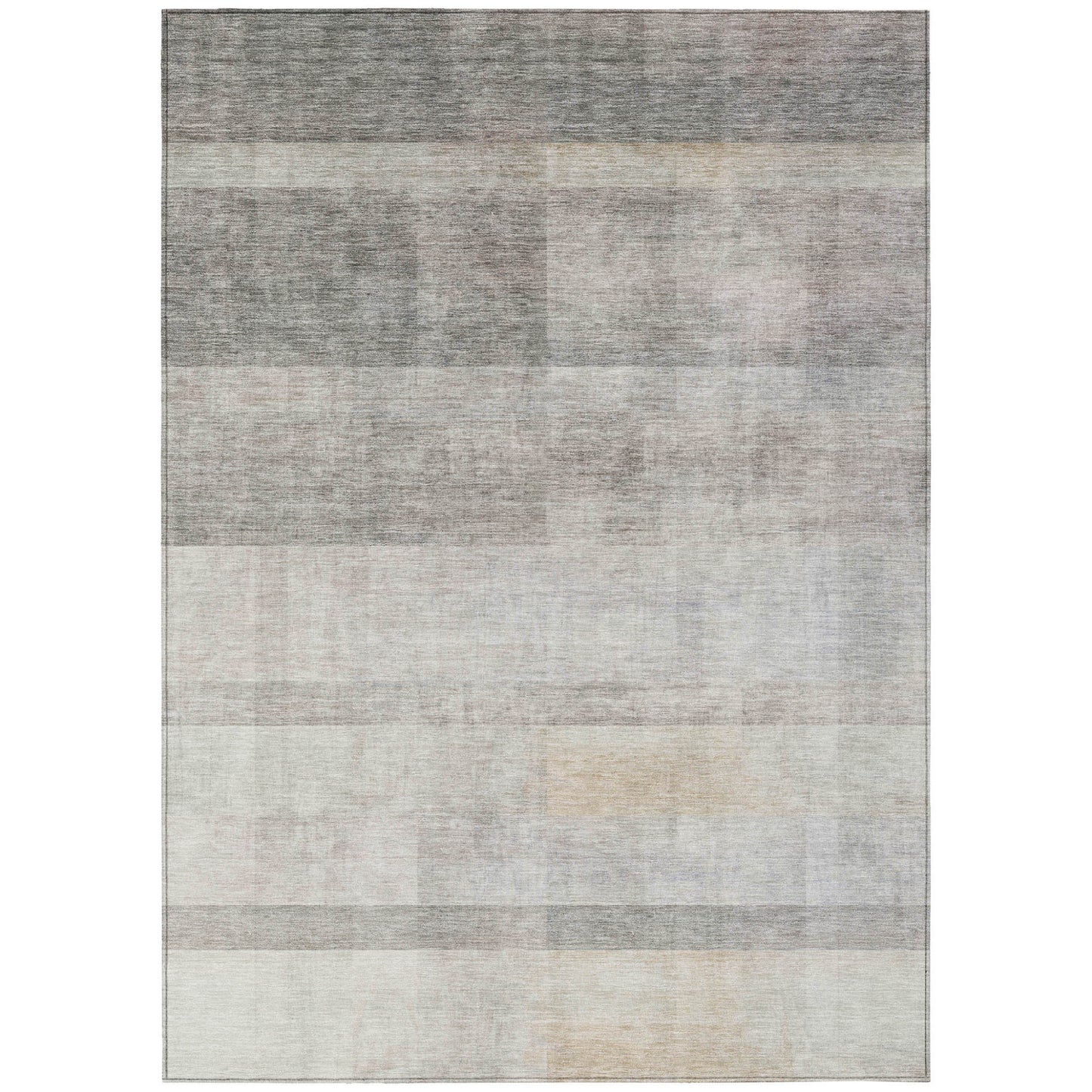 3' X 5' Taupe Ombre Washable Non Skid Indoor Outdoor Area Rug