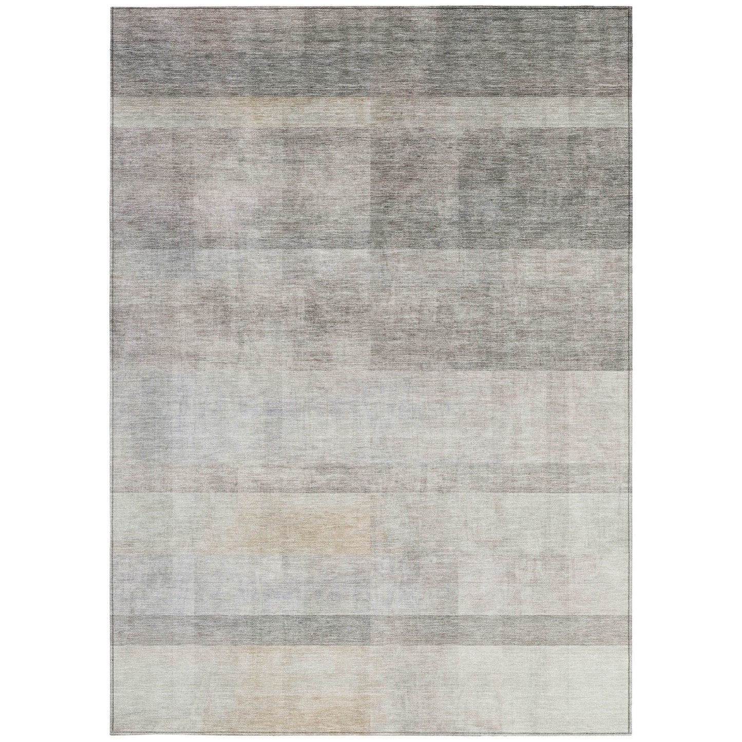 3' X 5' Taupe Ombre Washable Non Skid Indoor Outdoor Area Rug