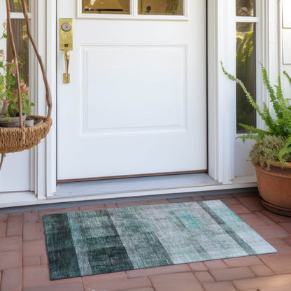 3' X 5' Taupe Ombre Washable Non Skid Indoor Outdoor Area Rug