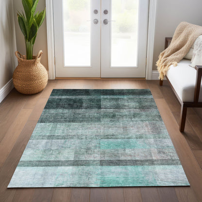 3' X 5' Taupe Ombre Washable Non Skid Indoor Outdoor Area Rug