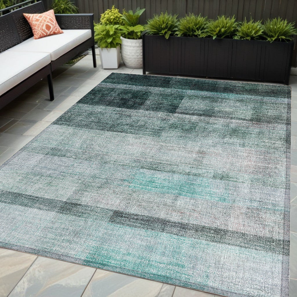 3' X 5' Taupe Ombre Washable Non Skid Indoor Outdoor Area Rug