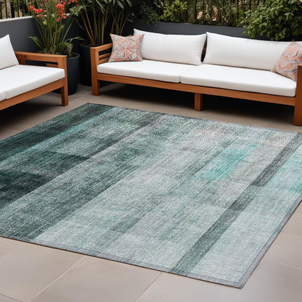 3' X 5' Taupe Ombre Washable Non Skid Indoor Outdoor Area Rug