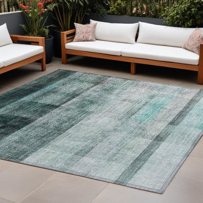 3' X 5' Taupe Ombre Washable Non Skid Indoor Outdoor Area Rug