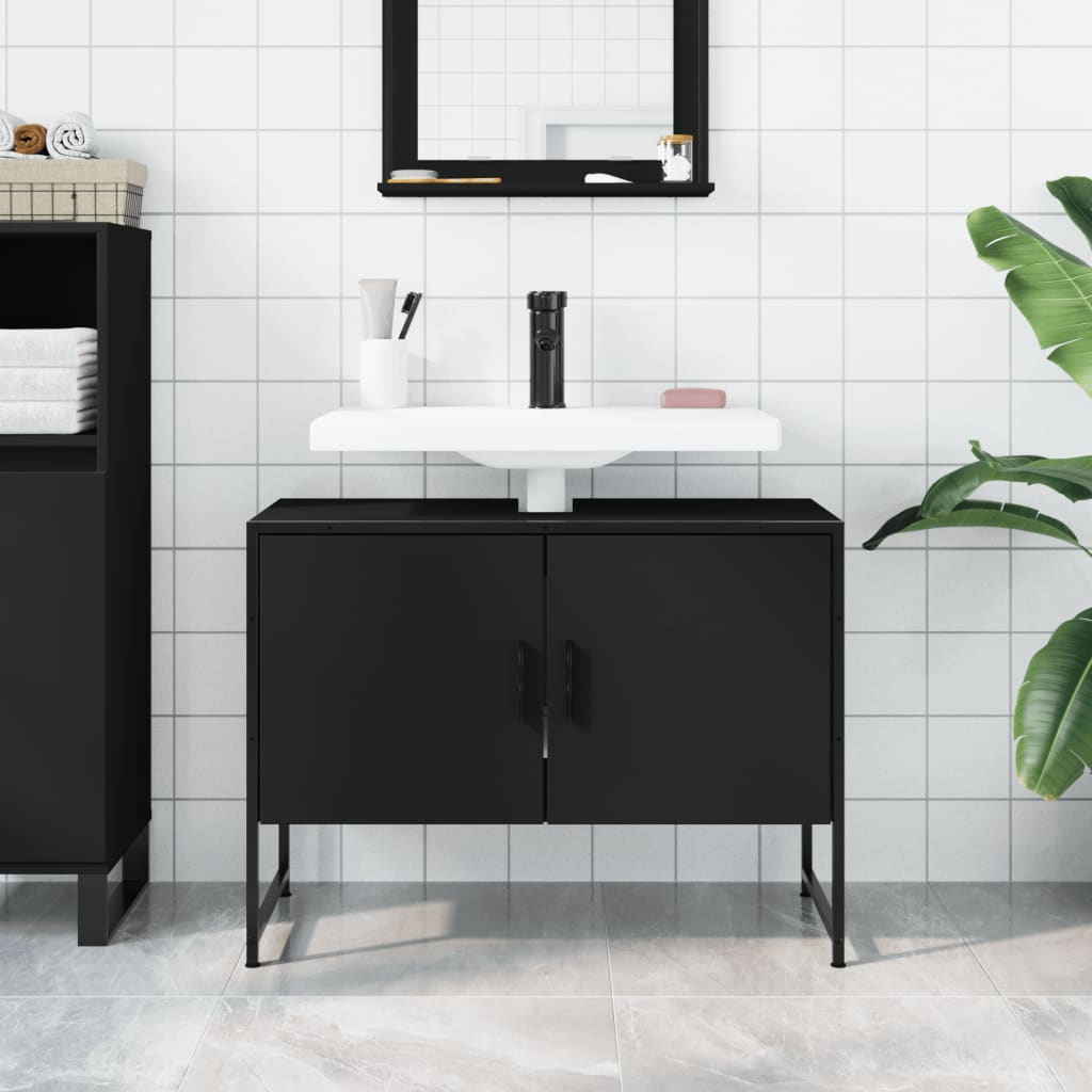 Bathroom Sink Cabinet Black 31.5"x13"x23.6" Engineered Wood