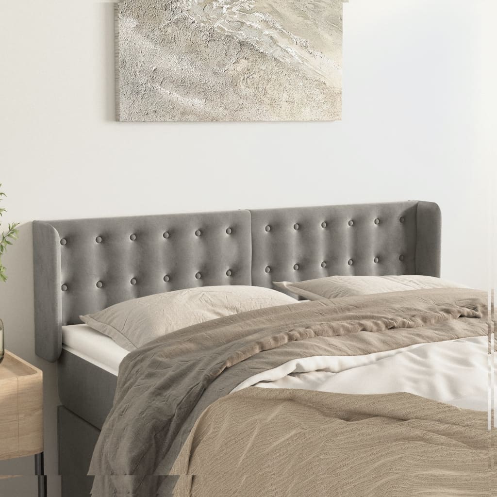 Headboard with Ears Dark Gray 64.2"x6.3"x46.5"/50.4" Velvet