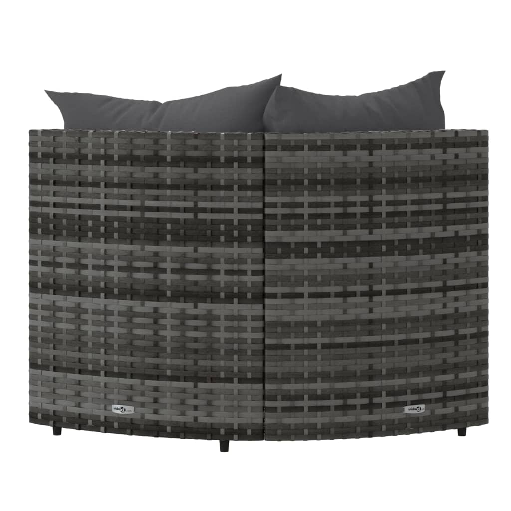 Patio Corner Sofas with Cushions 2 pcs Gray Poly Rattan