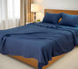 Four Piece Navy Blue Linen Queen Sheet Set