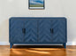 60" Blue Textural Chevron Distressed Wood Sideboard with Four Doors