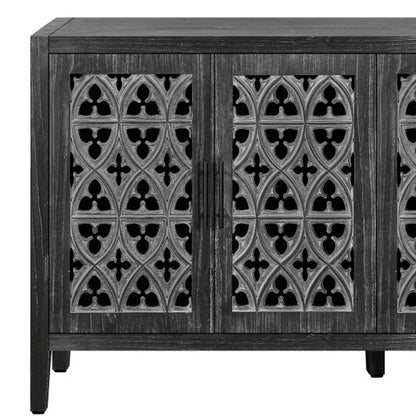 65" Charcoal Distressed Wood Sideboard with Four Doors