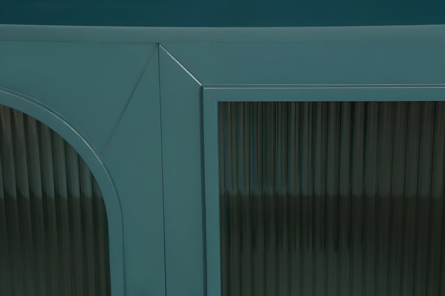 60" Teal Blue Ribbed Texture Sideboard with Four Doors