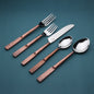 Matte Copper Stainless Steel Five Piece Hand Forged Place Setting