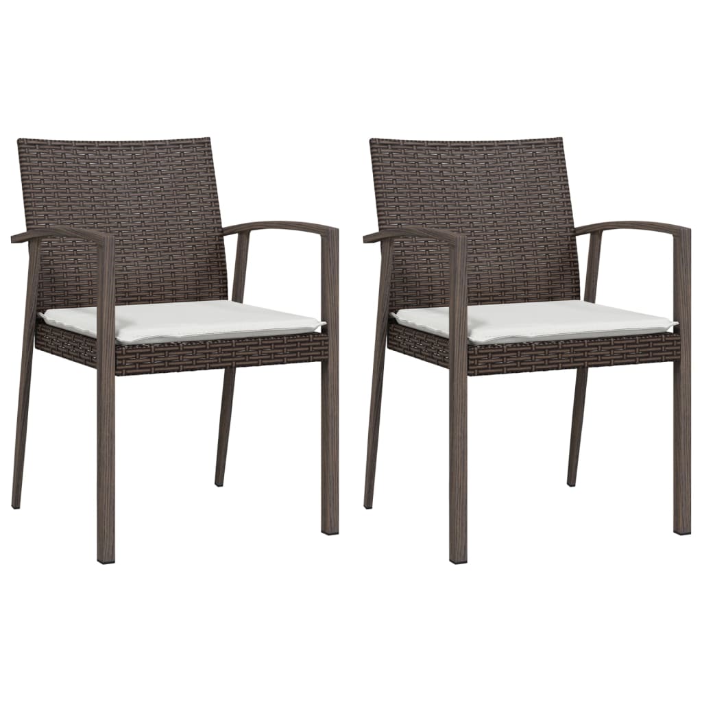 3 Piece Patio Dining Set with Cushions Poly Rattan and Steel