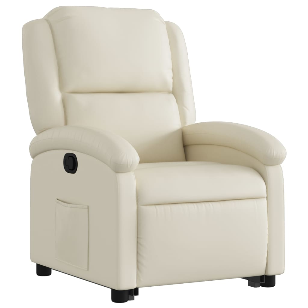 Stand up Recliner Chair Cream Faux Leather