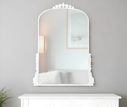 32" White Arch Baroque Framed Accent Mirror