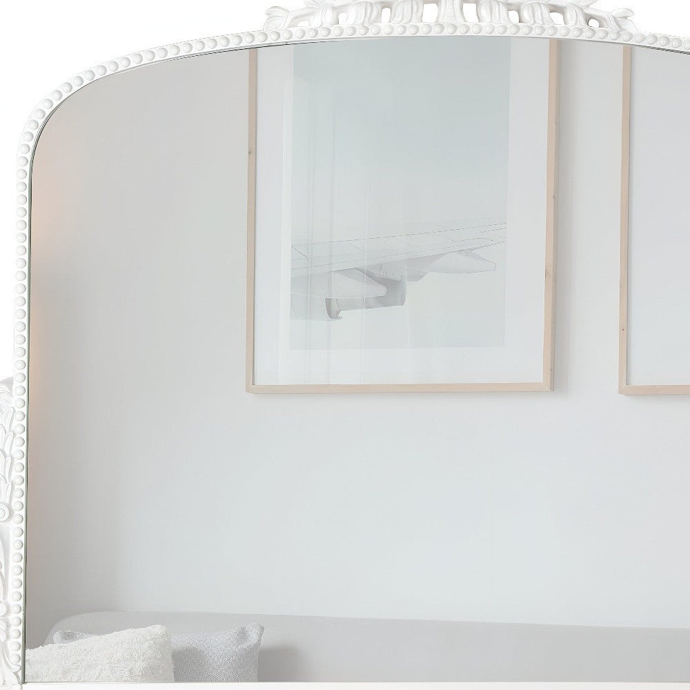 35" White Arch Framed Accent Mirror