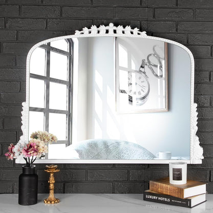 35" White Arch Framed Accent Mirror