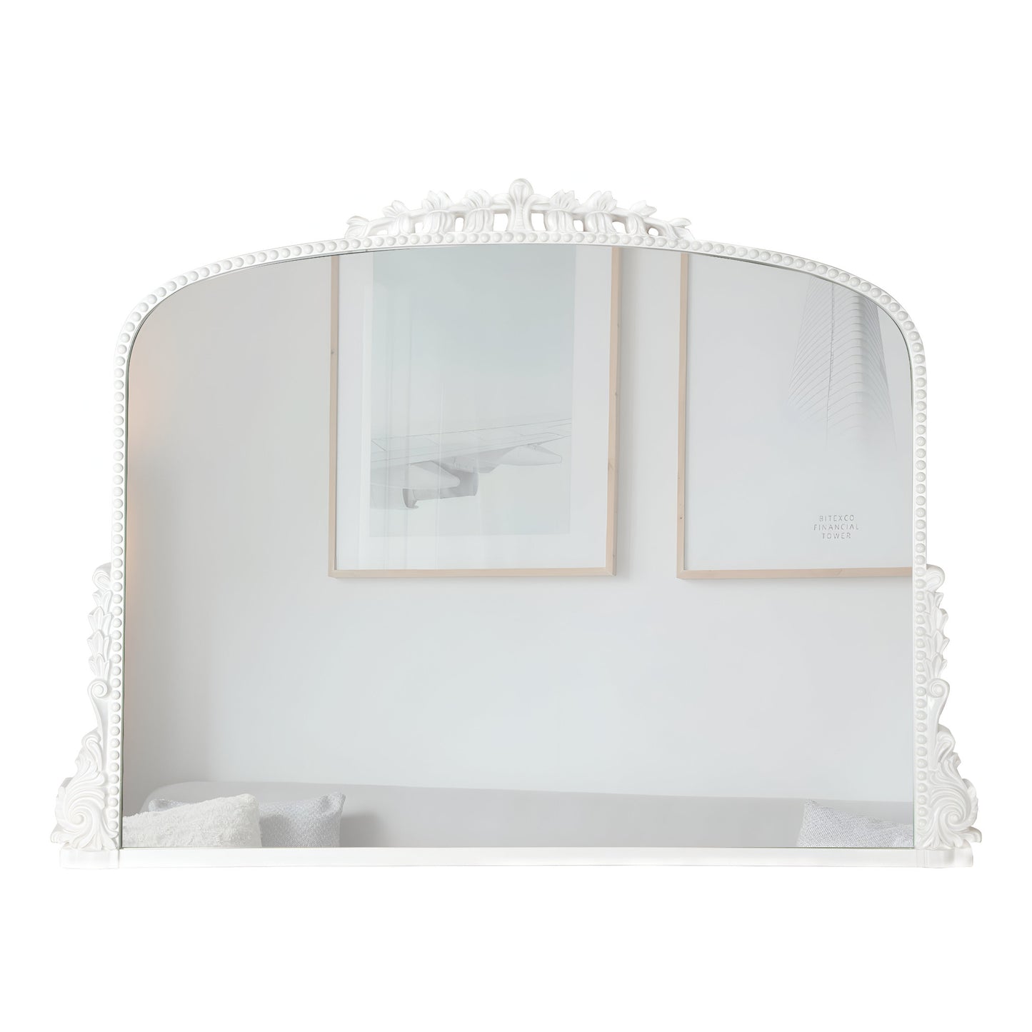 35" White Arch Framed Accent Mirror