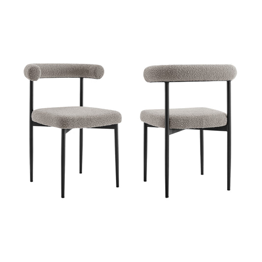 Set of Two Gray And Black Upholstered Polyester Open Back Dining Side Chairs