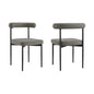 Set of Two Gray And Black Upholstered Faux Leather Open Back Dining Side Chairs