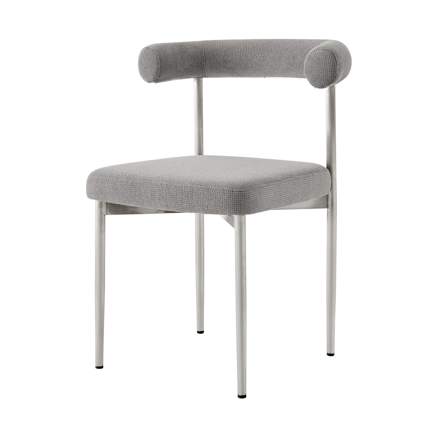 Set of Two Gray And Silver Upholstered Polyester Open Back Dining Side Chairs