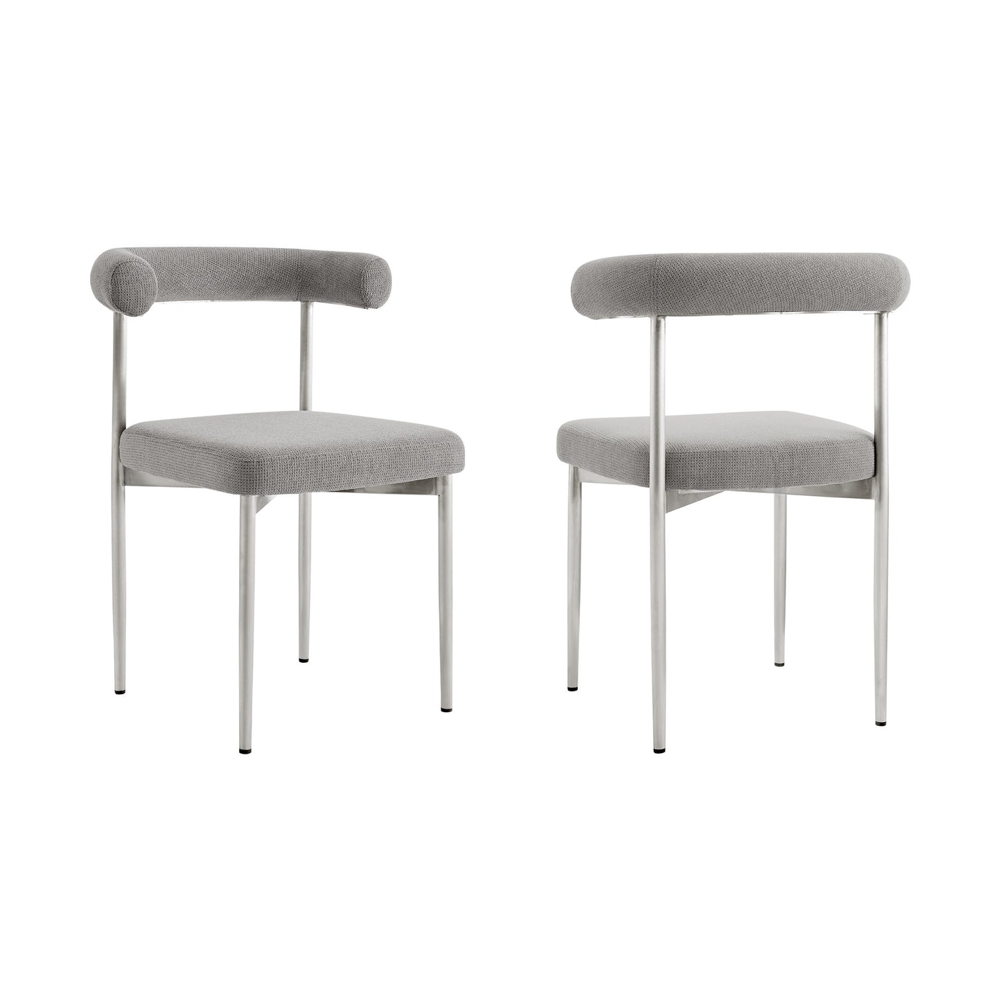 Set of Two Gray And Silver Upholstered Polyester Open Back Dining Side Chairs