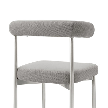 Set of Two Gray And Silver Upholstered Polyester Open Back Dining Side Chairs