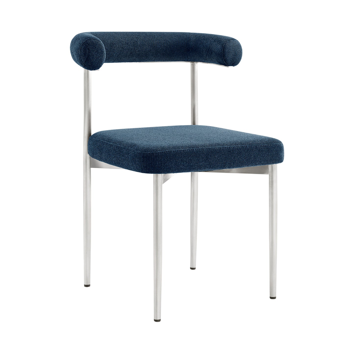 Set of Two Blue And Silver Upholstered Polyester Open Back Dining Side Chairs