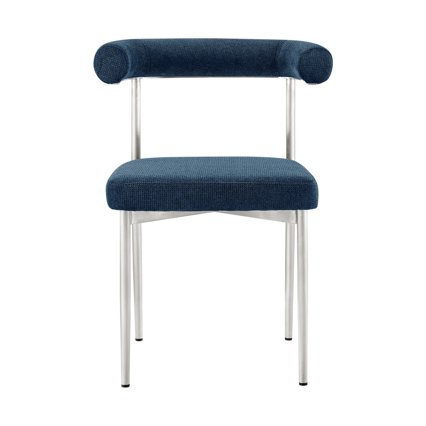 Set of Two Blue And Silver Upholstered Polyester Open Back Dining Side Chairs