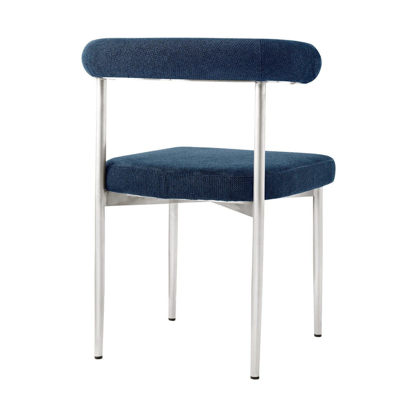 Set of Two Blue And Silver Upholstered Polyester Open Back Dining Side Chairs