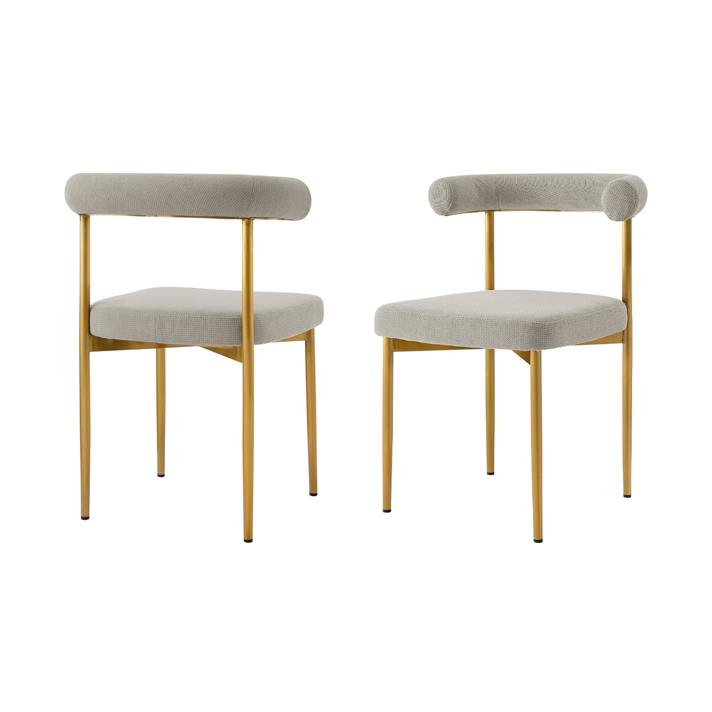 Set of Two Gray And Gold Upholstered Polyester Open Back Dining Side Chairs