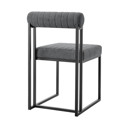 Set of Two Gray And Black Upholstered Polyester Open Back Dining Side Chairs