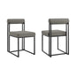 Set of Two Gray And Black Upholstered Faux Leather Open Back Dining Side Chairs