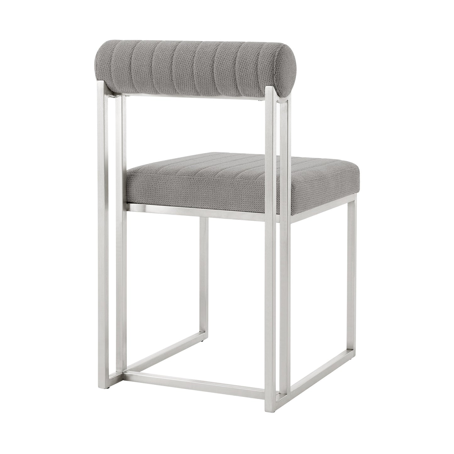 Set of Two Gray And Silver Upholstered Polyester Open Back Dining Side Chairs