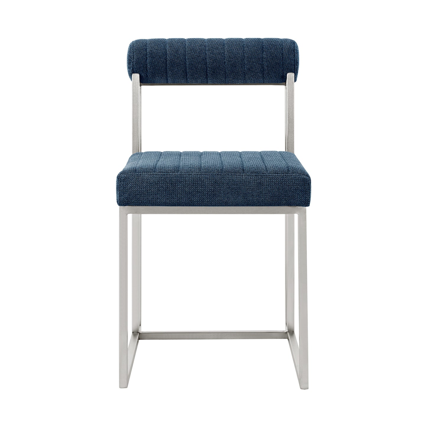 Set of Two Blue And Silver Upholstered Polyester Open Back Dining Side Chairs