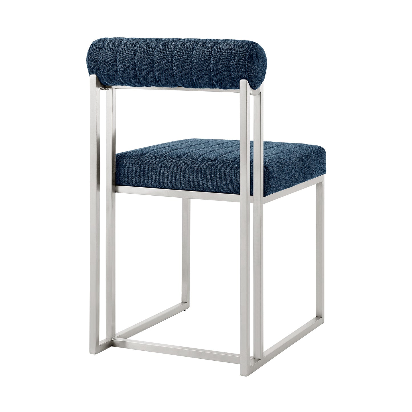 Set of Two Blue And Silver Upholstered Polyester Open Back Dining Side Chairs