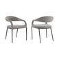 Set of Two Gray And Black Upholstered Polyester Open Back Dining Arm Chairs