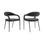 Set of Two Gray And Black Upholstered Polyester Open Back Dining Arm Chairs