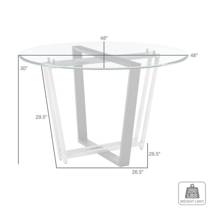 48" Clear And Gold Glass And Iron Sled Base Round Top Dining Table