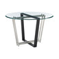 48" Clear And Black Glass And Iron Sled Base Round Top Dining Table