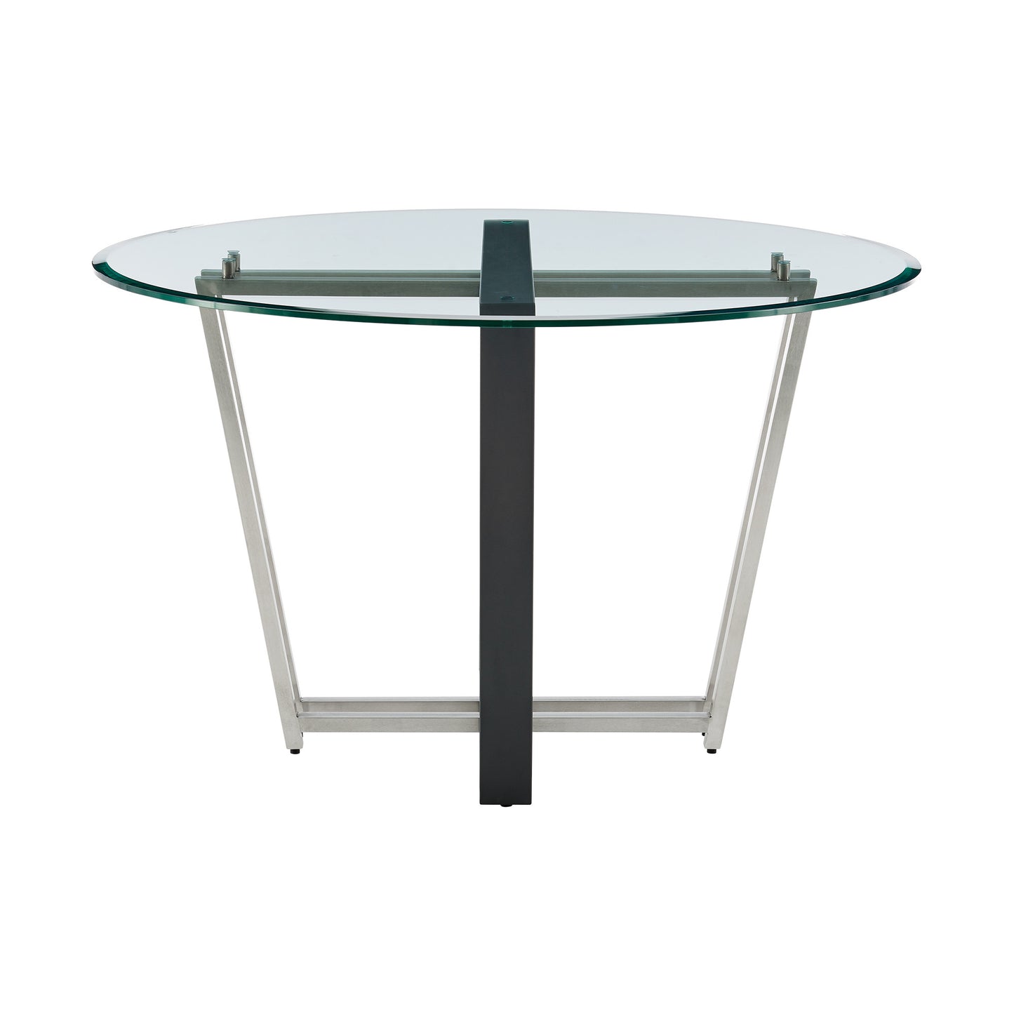 48" Clear And Black Glass And Iron Sled Base Round Top Dining Table