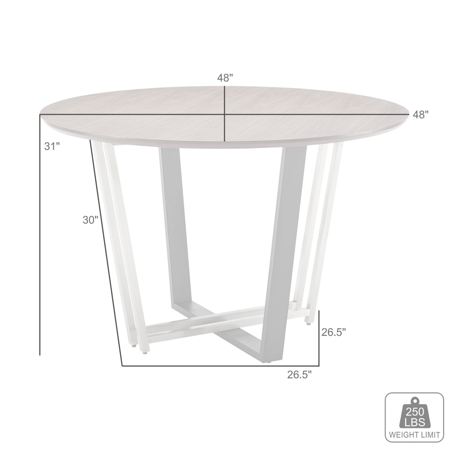 48" Brown And Gold Iron Sled Base Round Top Dining Table