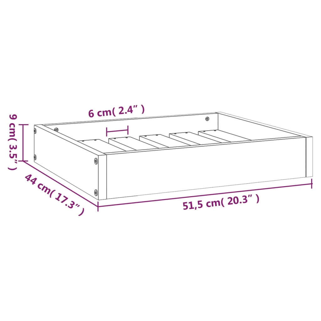 Dog Bed White 20.3"x17.3"x3.5" Solid Wood Pine