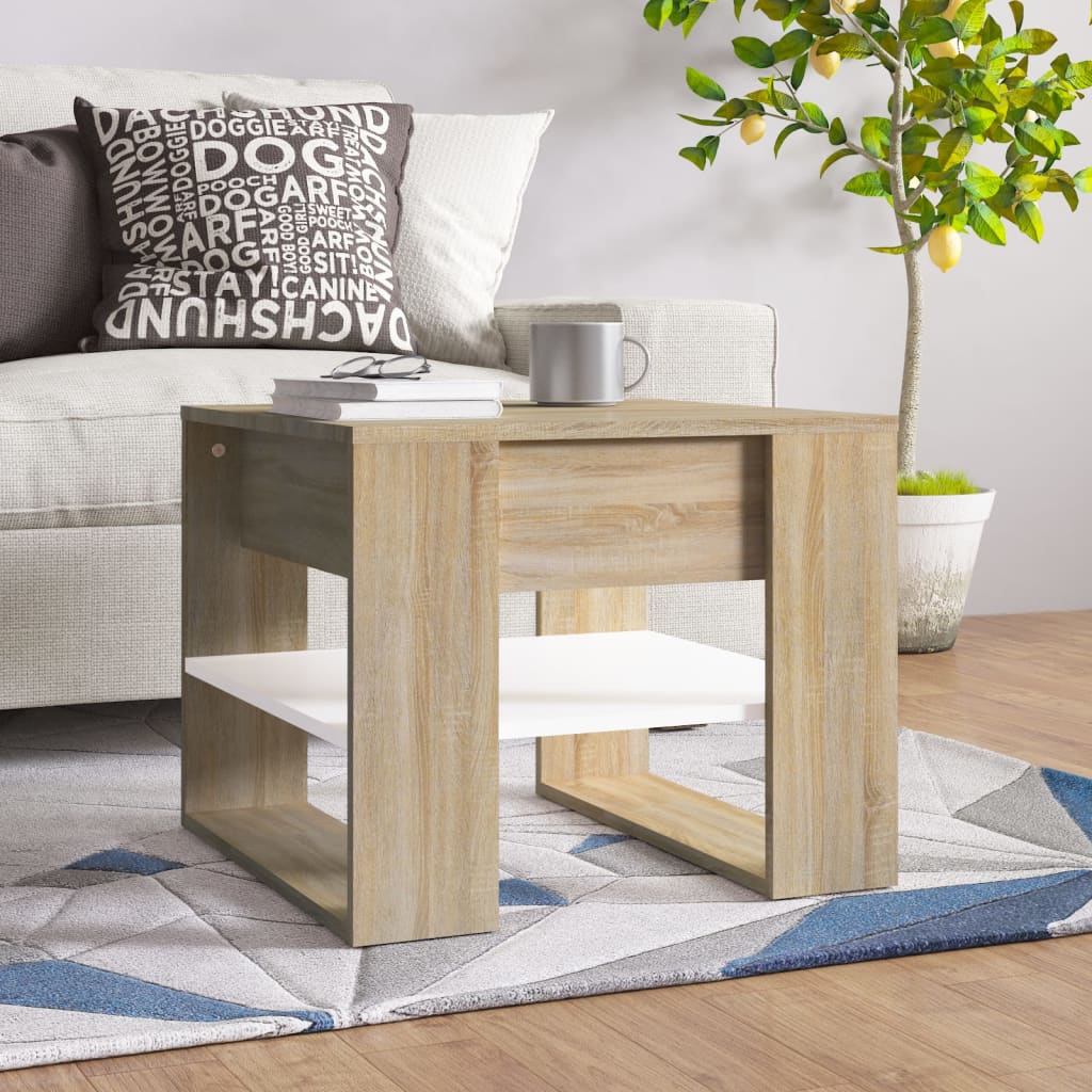 Coffee Table White 21.9"x21.7"x17.7" Engineered Wood