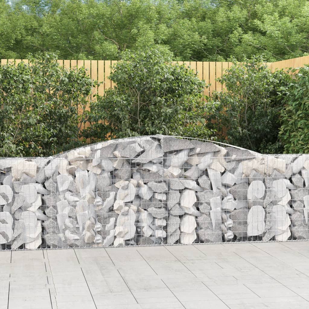 Arched Gabion Baskets 4 pcs 157.5"x11.8"x39.4"/47.2" Galvanized Iron