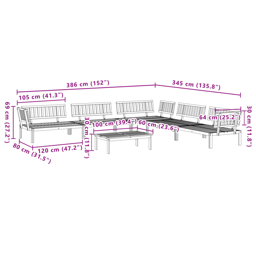 6 Piece Patio Pallet Sofa Set Solid Wood Acacia