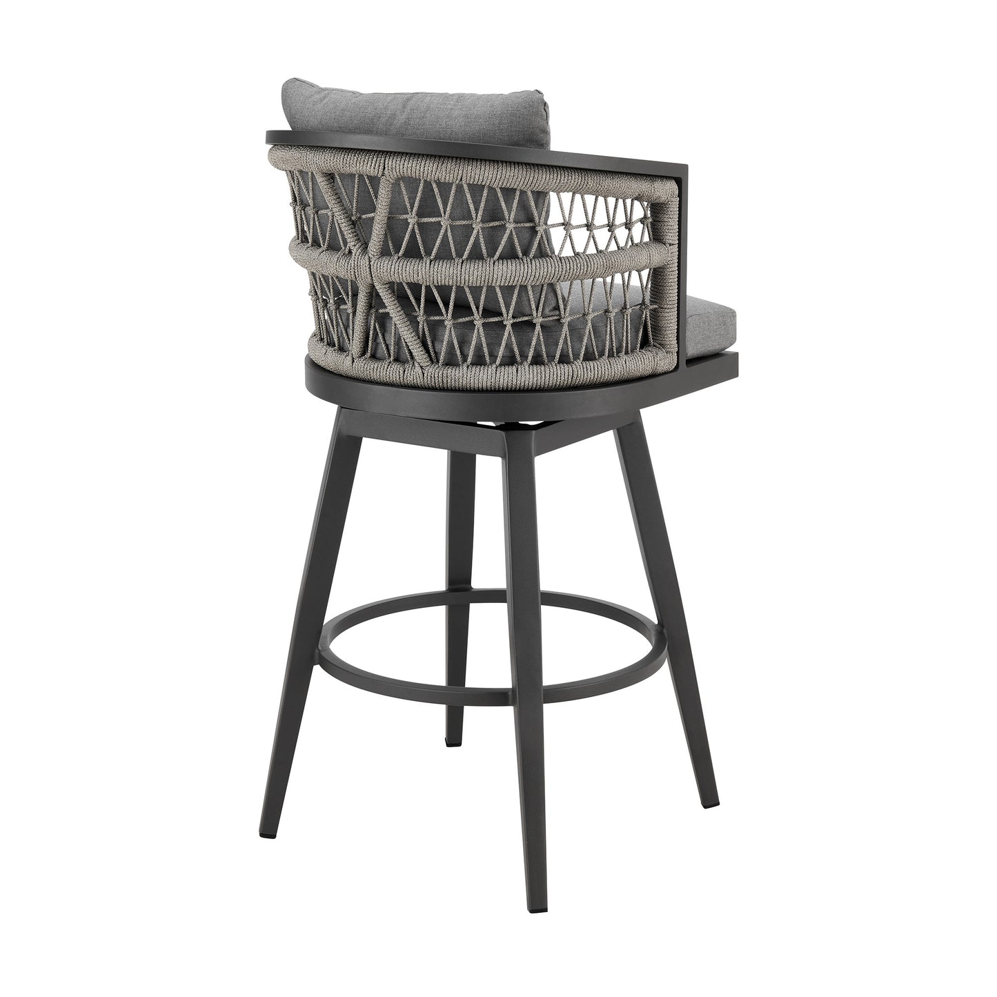 40" Gray Metal Swivel Outdoor Bar Height chair with Footrest